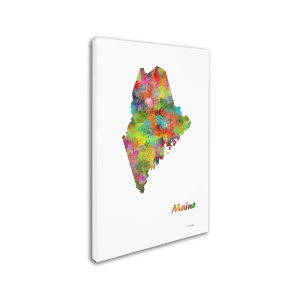 Marlene Watson 'Maine State Map-1' Canvas Art,30x47